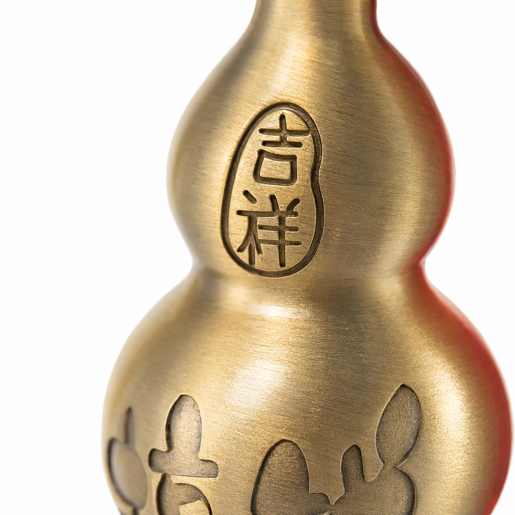 The top of the golden gourd ornament is carved with a rabbit's body and the auspicious character "Fu" to decorate the home feng shui Application Scenario