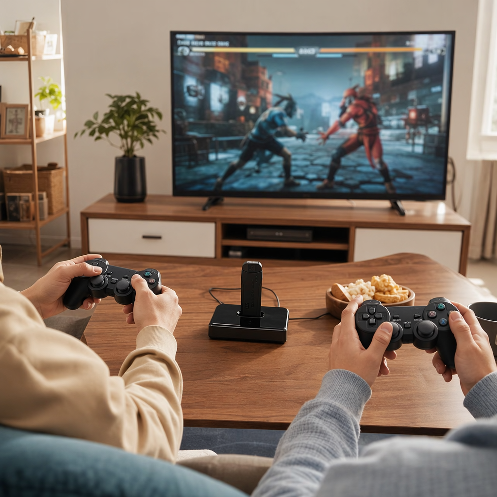 Black game controller set with wired dual vibration compatible with PC consoles for home leisure and entertainment details Picture