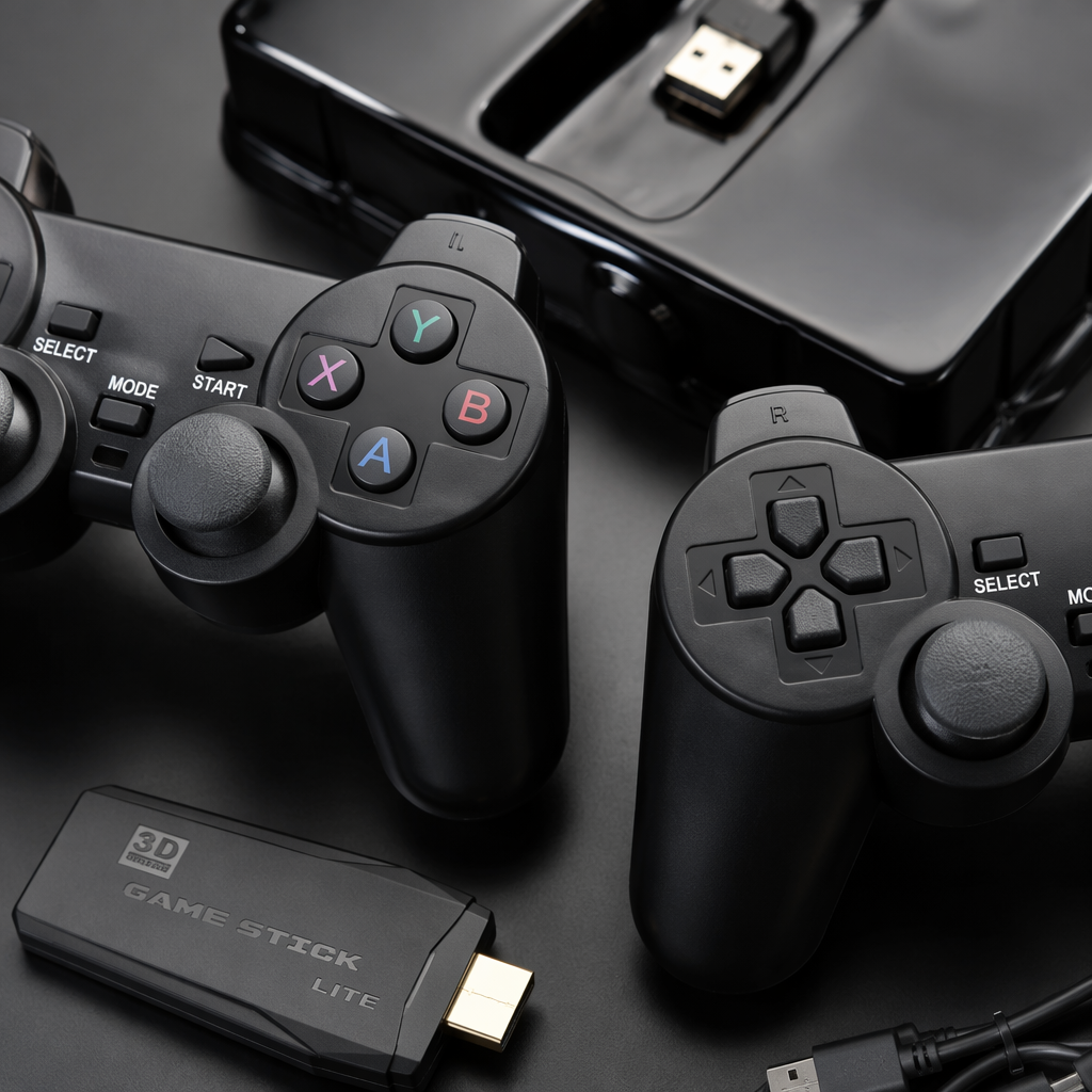 Black game controller set with wired dual vibration compatible with PC consoles for home leisure and entertainment Application Scenario
