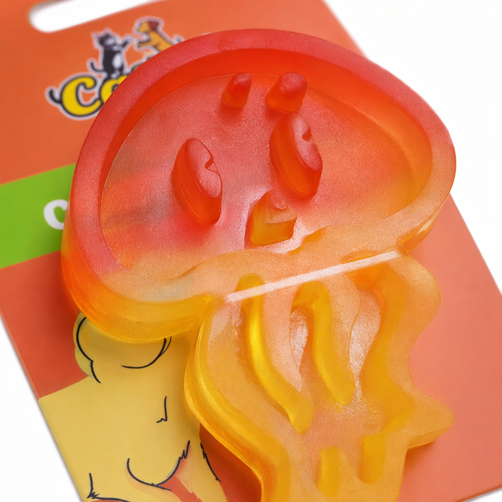 Colorful jellyfish teething and licking shaped pet toy, two-color soft rubber bite resistant interactive educational dog toy Application Scenario
