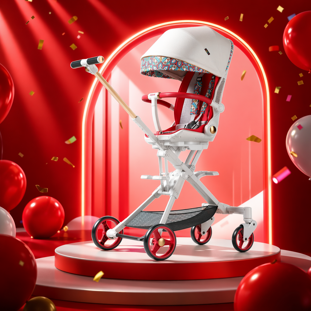 Baby strollers, baby products, high landscape shock absorption, three-level adjustment, suitable for sitting or lying down Specification image