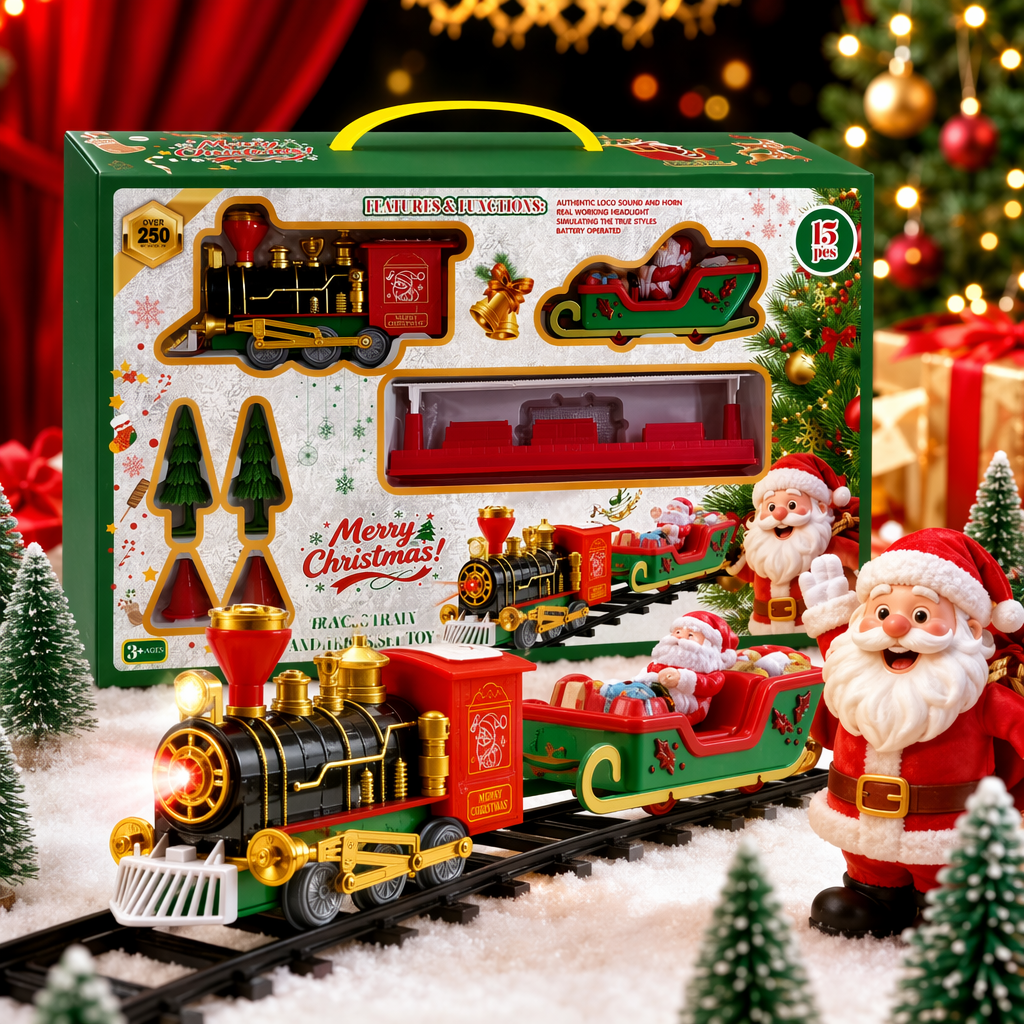 Christmas-themed toy train set Children's educational track assembly gift box Specification image