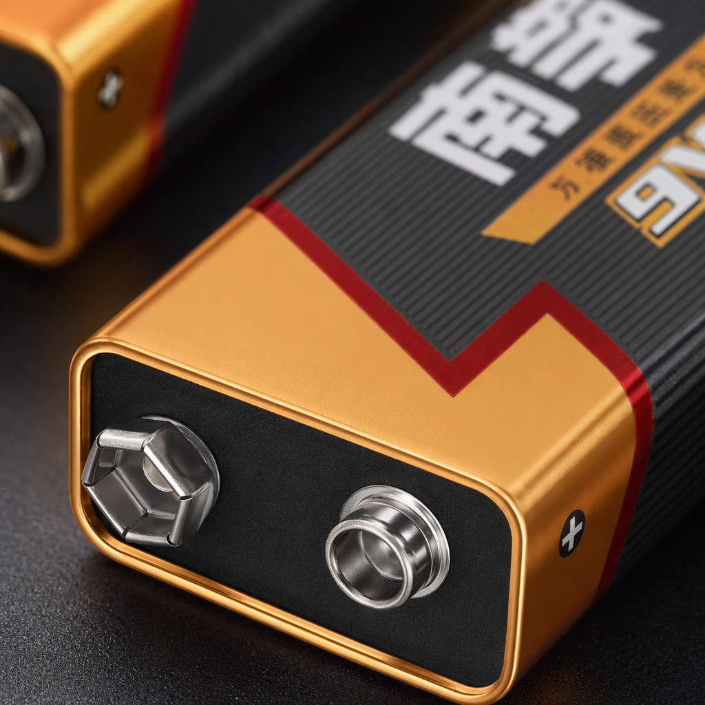 Black 9V alkaline square battery with dedicated packaging pallet Application Scenario