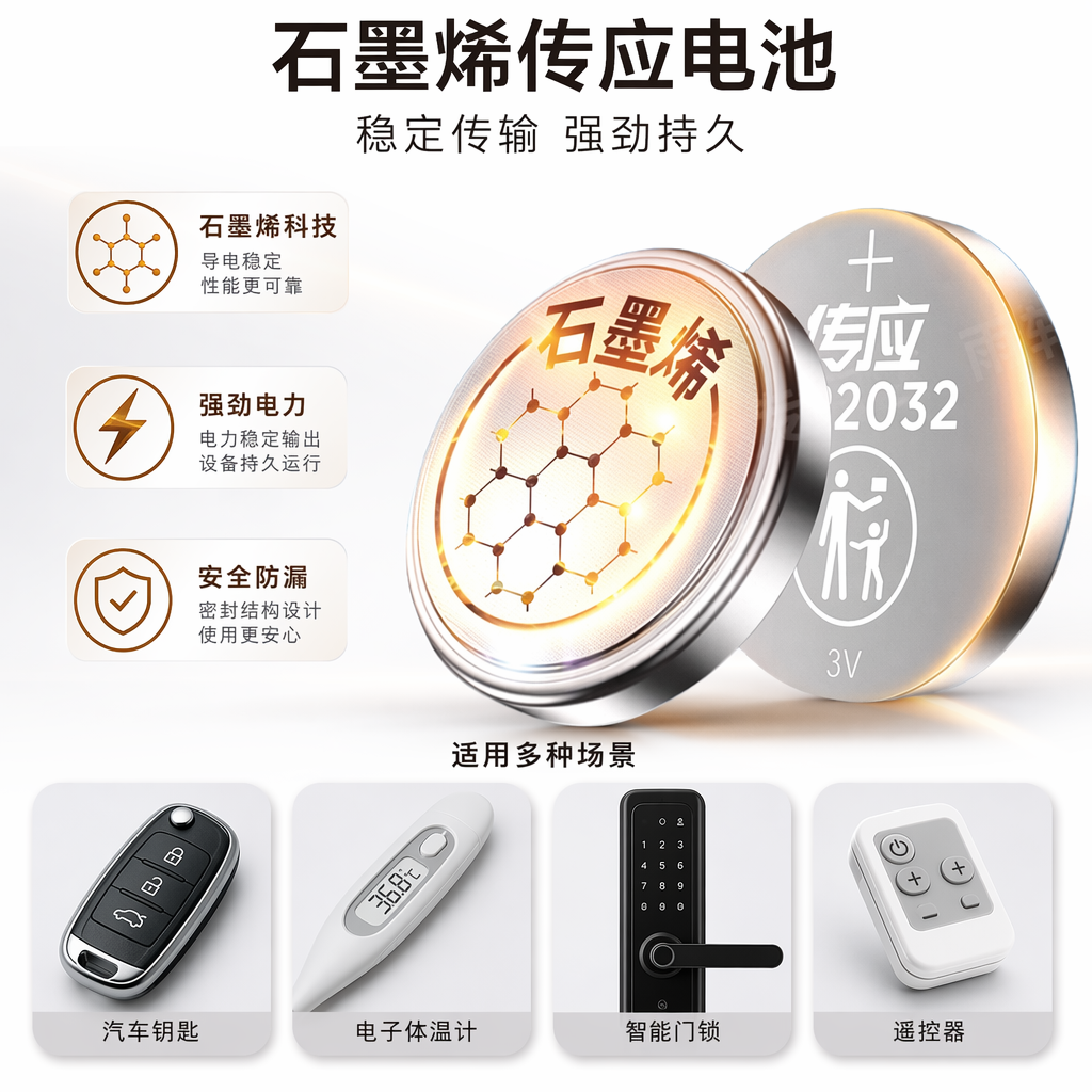 Silver button battery 3V CR2032, environmentally friendly and mercury-free, specifically designed for electronic devices