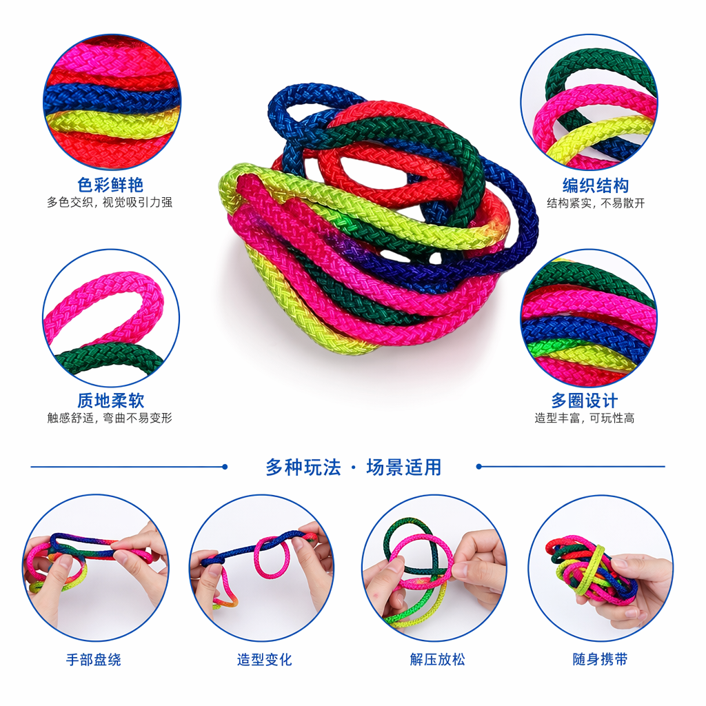 彩色编织绳 手工DIY编织绳 多色混编棉绳 装饰编织绳
