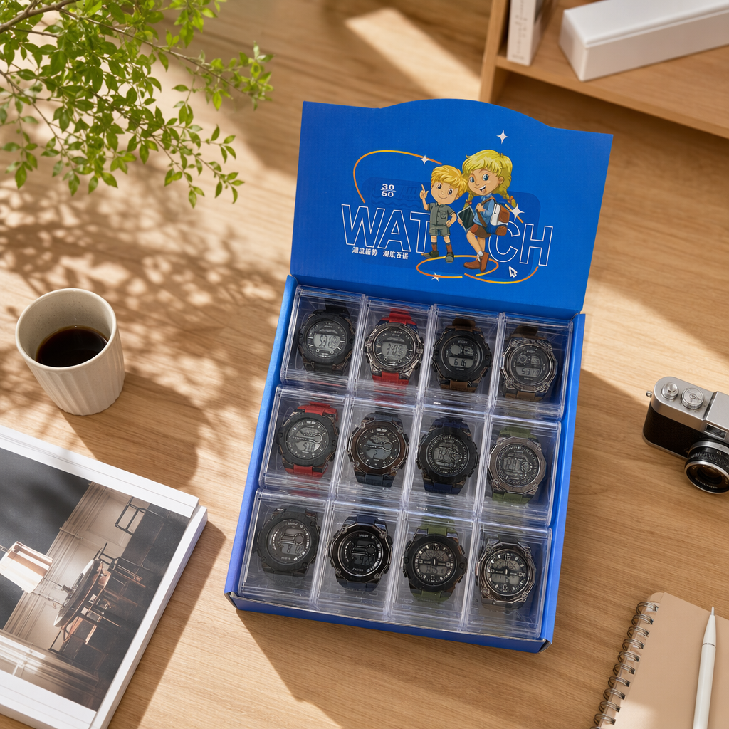 Reloj azul caja de regalo simple hombre de negocios reloj de cuarzo regalo paquete details Picture