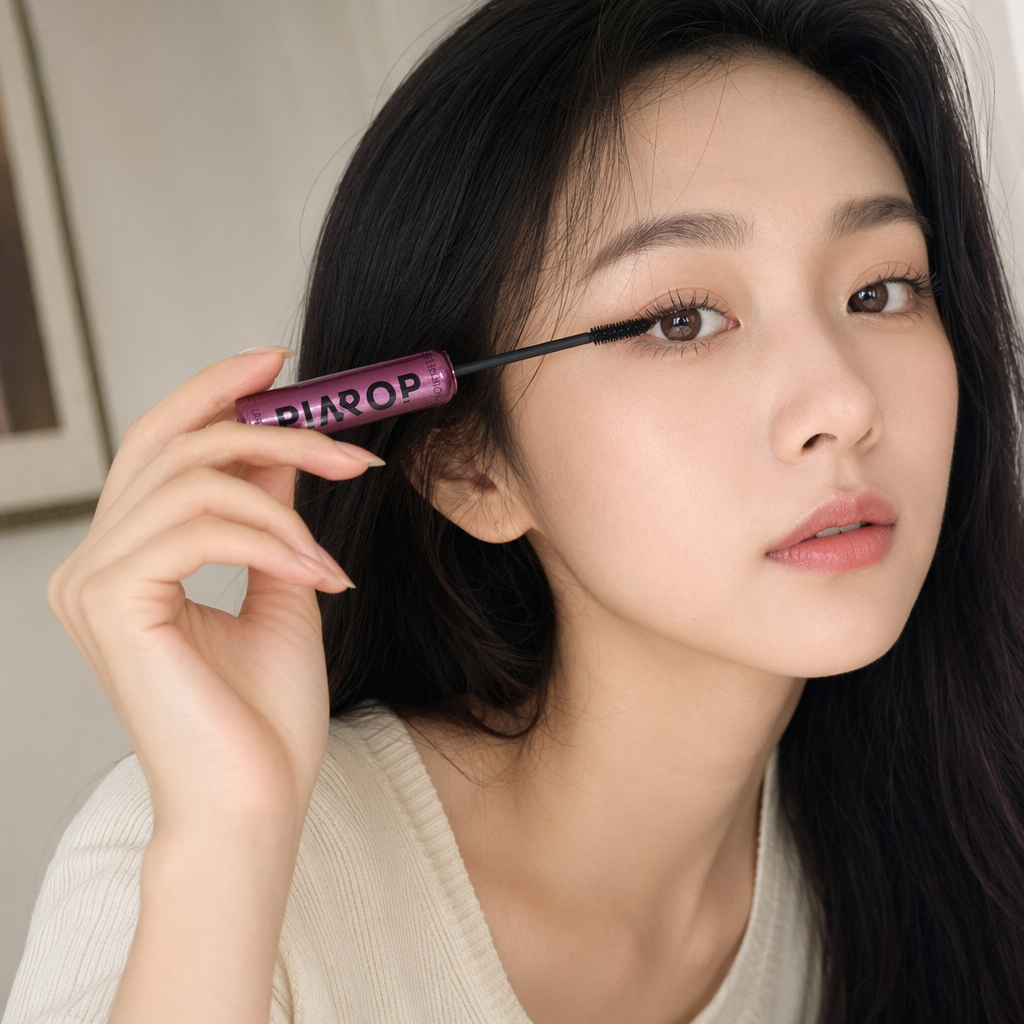 The purple-red glitter mascara is long-lasting, elongating, curling and shaping details Picture