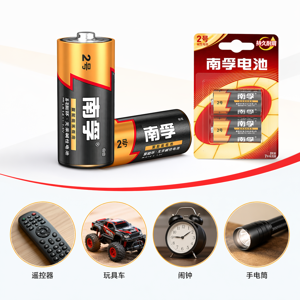 南孚碱性电池2号红色包装4粒装持久耐用有效期7年