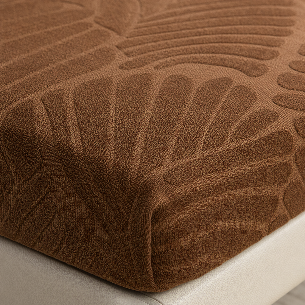 Cama de vetas de color marrón texturizado conjunto de cuatro piezas de algodón respetuoso de la piel con dobladillo antideslizante Application Scenario