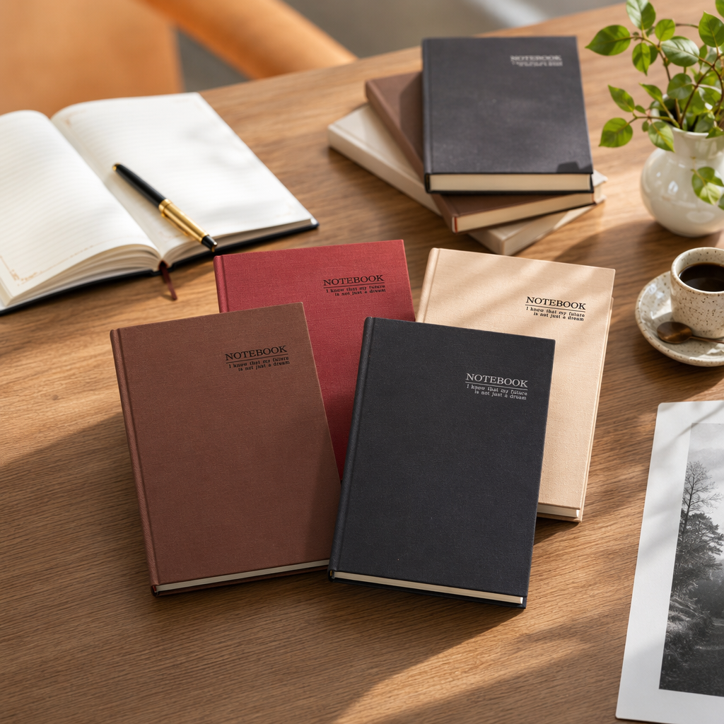 Cuaderno de tapa dura de tela negra tamaño A5 páginas interiores en blanco papel grueso para regalar libro de mano de oficina details Picture