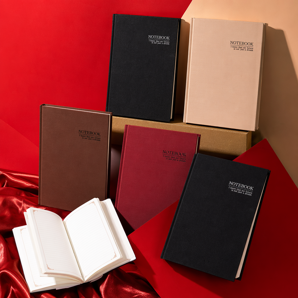 Cuaderno de tapa dura de tela negra tamaño A5 páginas interiores en blanco papel grueso para regalar libro de mano de oficina Specification image