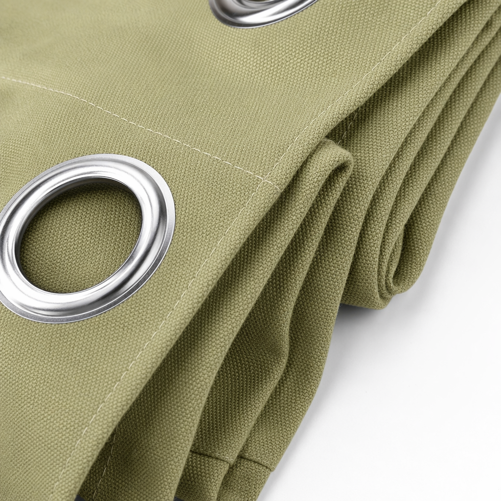 The green curtain set blocks light and insulates heat, suitable for both living rooms and bedrooms in a simple Nordic style Application Scenario