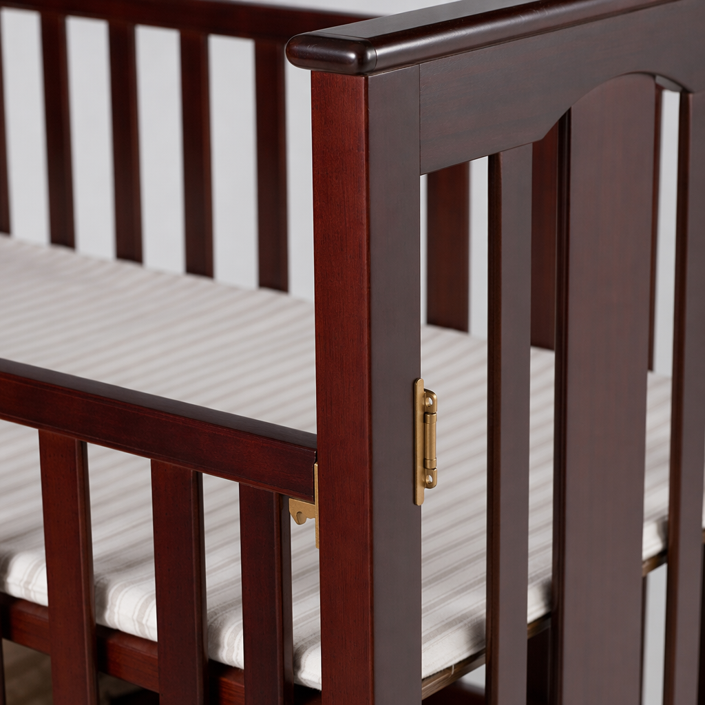 Baby bed, mother and baby products, foldable portable crib, safe and stable with guardrail Application Scenario