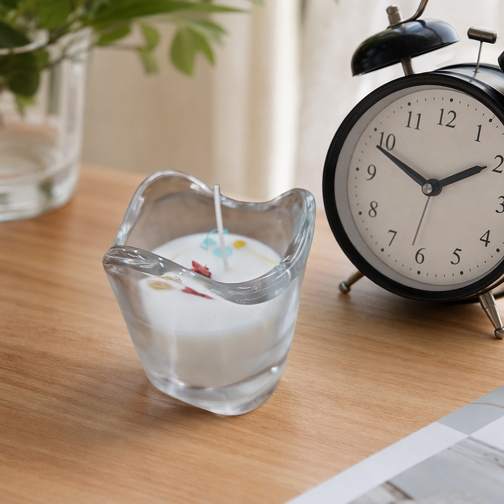 White candle glass cup set, scented candle souvenir, home decoration items details Picture