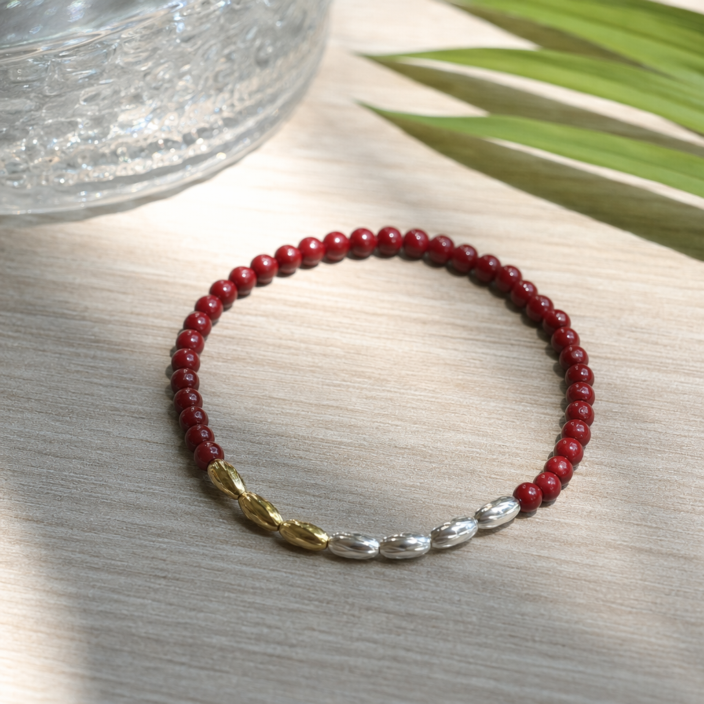 Pulsera de cordón de cuentas rojas cuentas de vidrio redondas ajustables y ajustables para todos los días accesorios details Picture