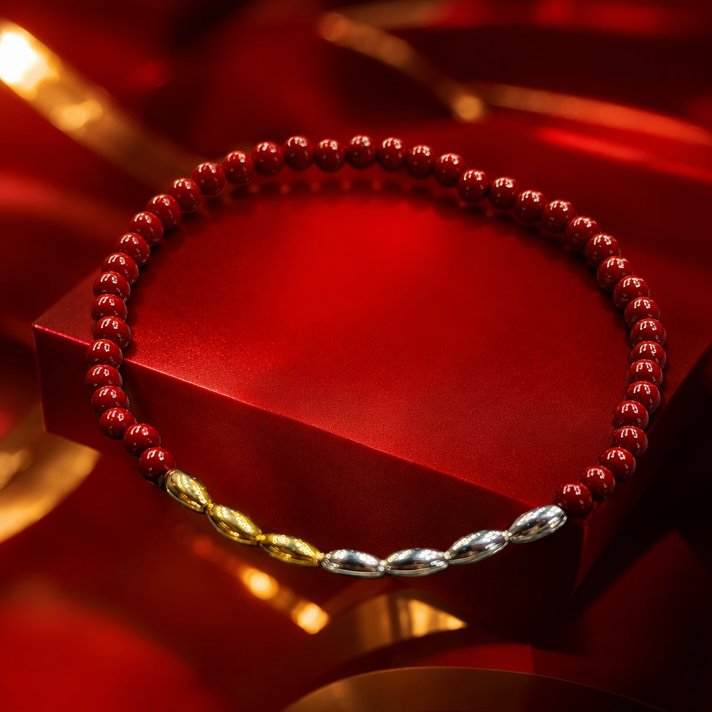 Pulsera de cordón de cuentas rojas cuentas de vidrio redondas ajustables y ajustables para todos los días accesorios Specification image