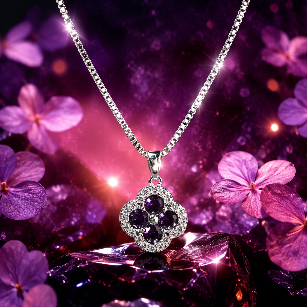 Silver alloy four-leaf clover pendant necklace Specification image