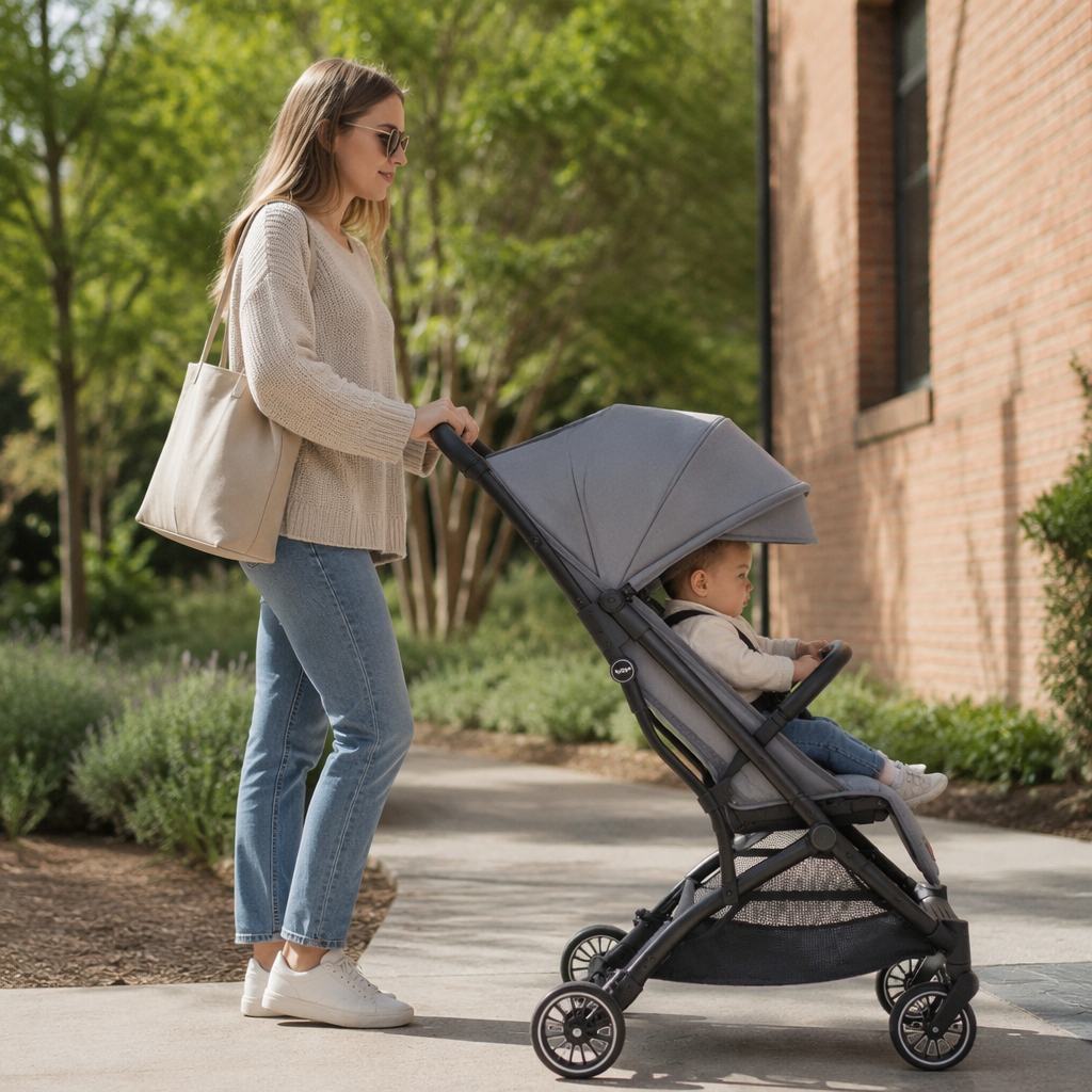 Baby strollers, lightweight folding children's strollers made of aluminum alloy with five-point safety belts Application Scenario