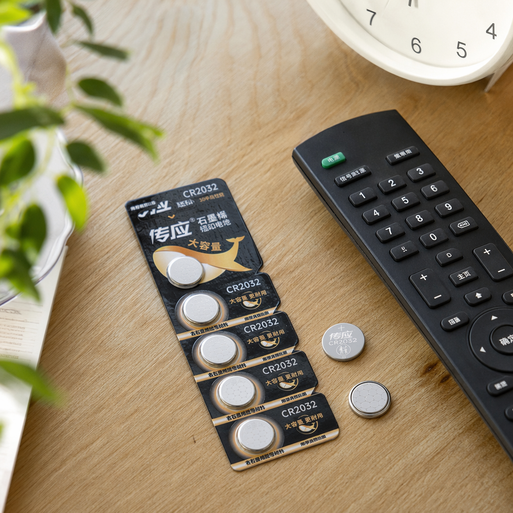1 piece of CR2032 button battery packaging for display with a golden background details Picture