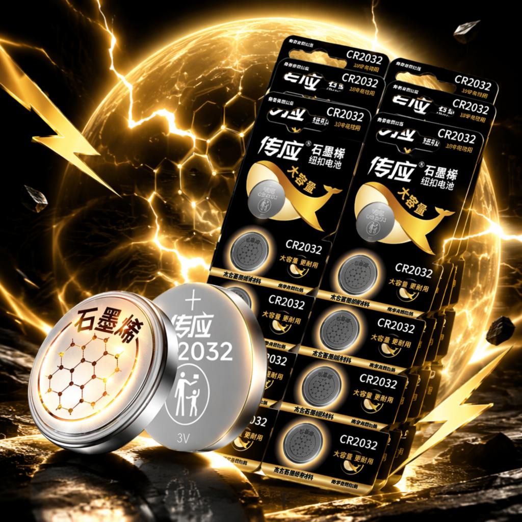 1 piece of CR2032 button battery packaging for display with a golden background Specification image