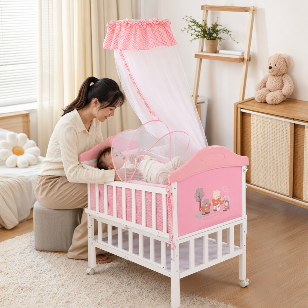 Baby cribs, mother and baby products, foldable portable cribs, safety guardrails, baby beds Specification image
