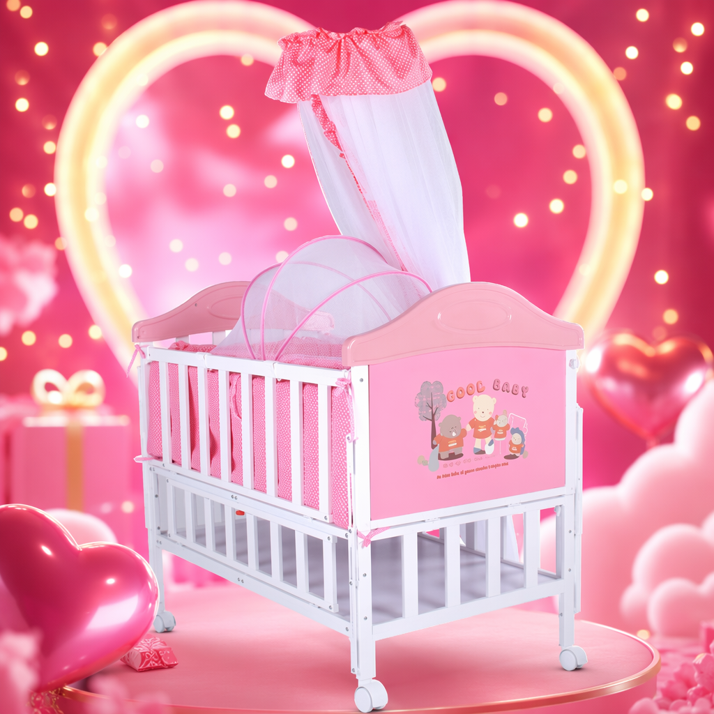 Baby cribs, mother and baby products, foldable portable cribs, safety guardrails, baby beds details Picture