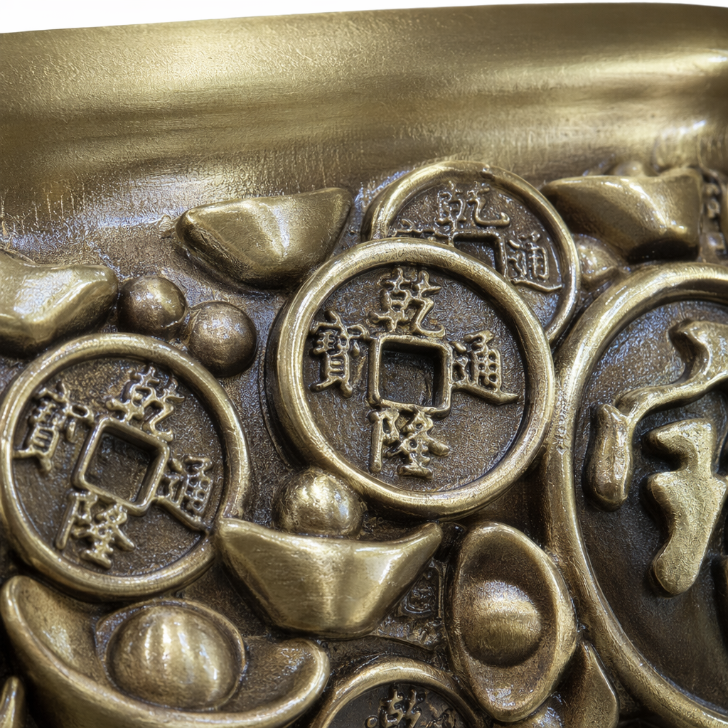 A golden treasure-patterned incense burner, made of copper for home use in the living room and bedroom to burn incense and worship Buddha Application Scenario