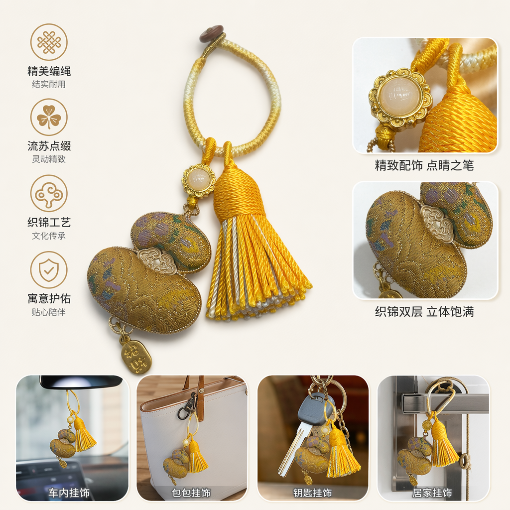 金色葫芦挂饰 金属吊坠家居风水摆件新中式装饰