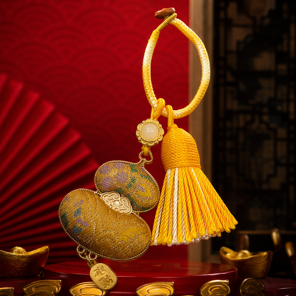 Golden gourd pendant, metal pendant, home feng shui decoration, new Chinese-style decoration Specification image