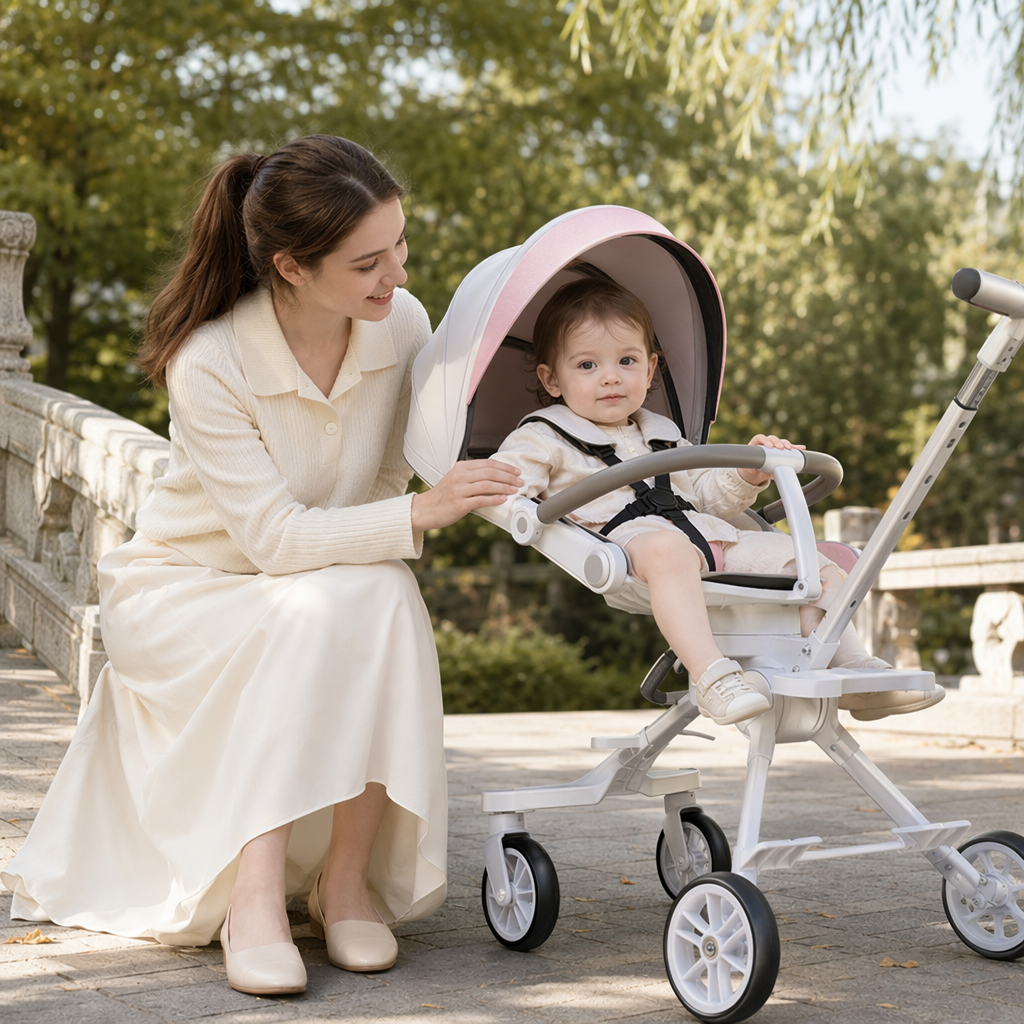 Baby stroller, high-view shock-absorbing aluminum alloy baby and maternal products, children's stroller Application Scenario