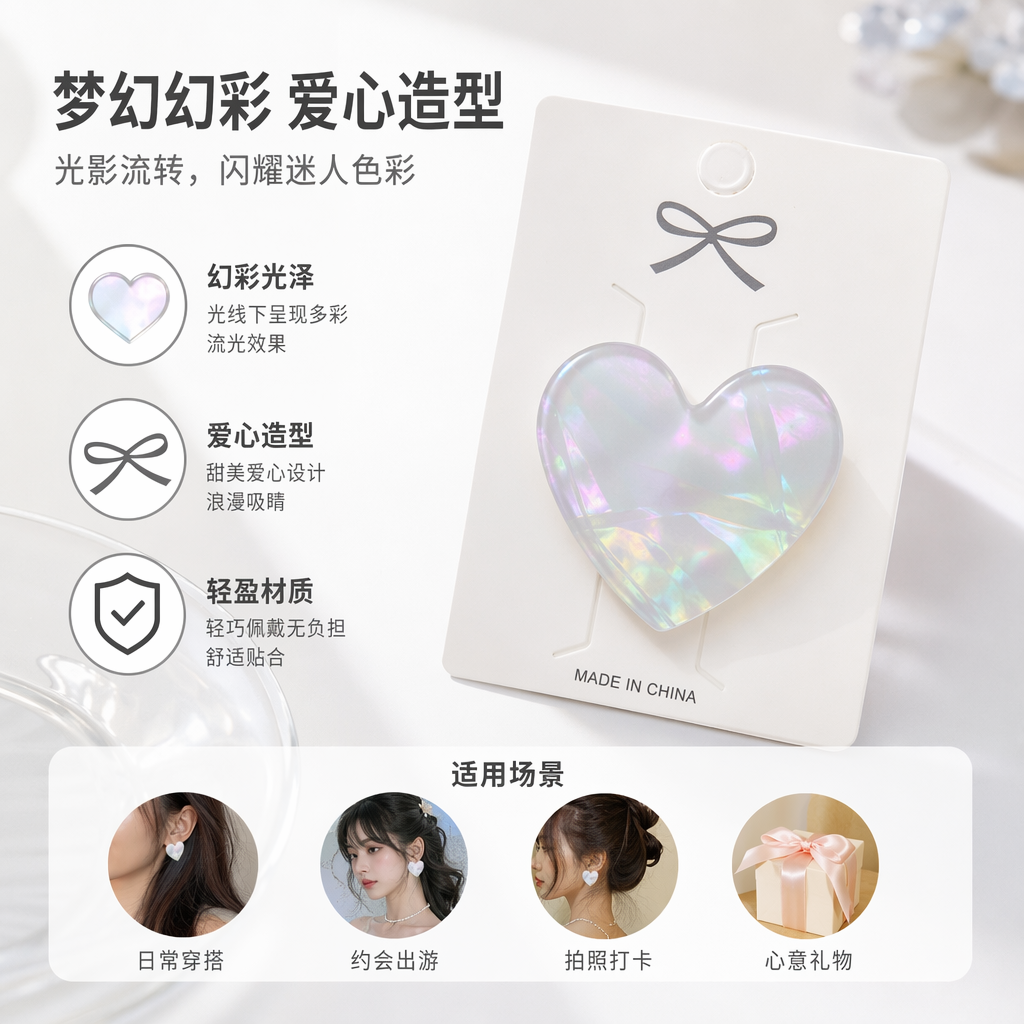 DIY white card heart-shaped sequined jewelry for greeting card decoration materials
