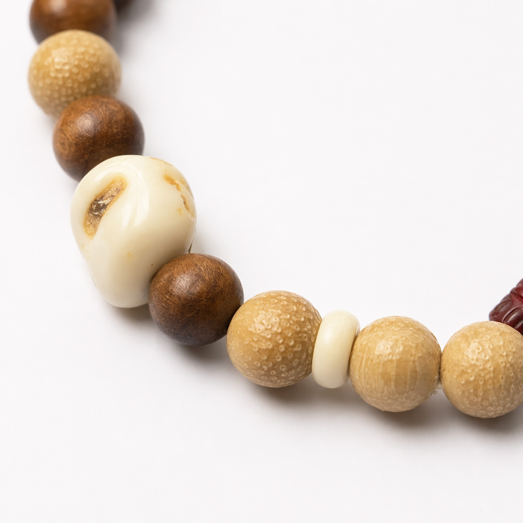 Pulsera de cuerda de cuentas de madera troncos naturales cuentas redondas trenzadas simples y versátiles accesorios para mujer Application Scenario