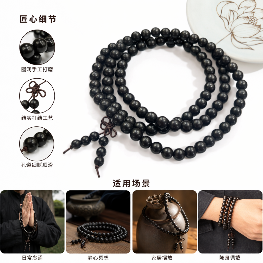 黑色珠串手链天然黑玛瑙简约百搭女士手腕饰品