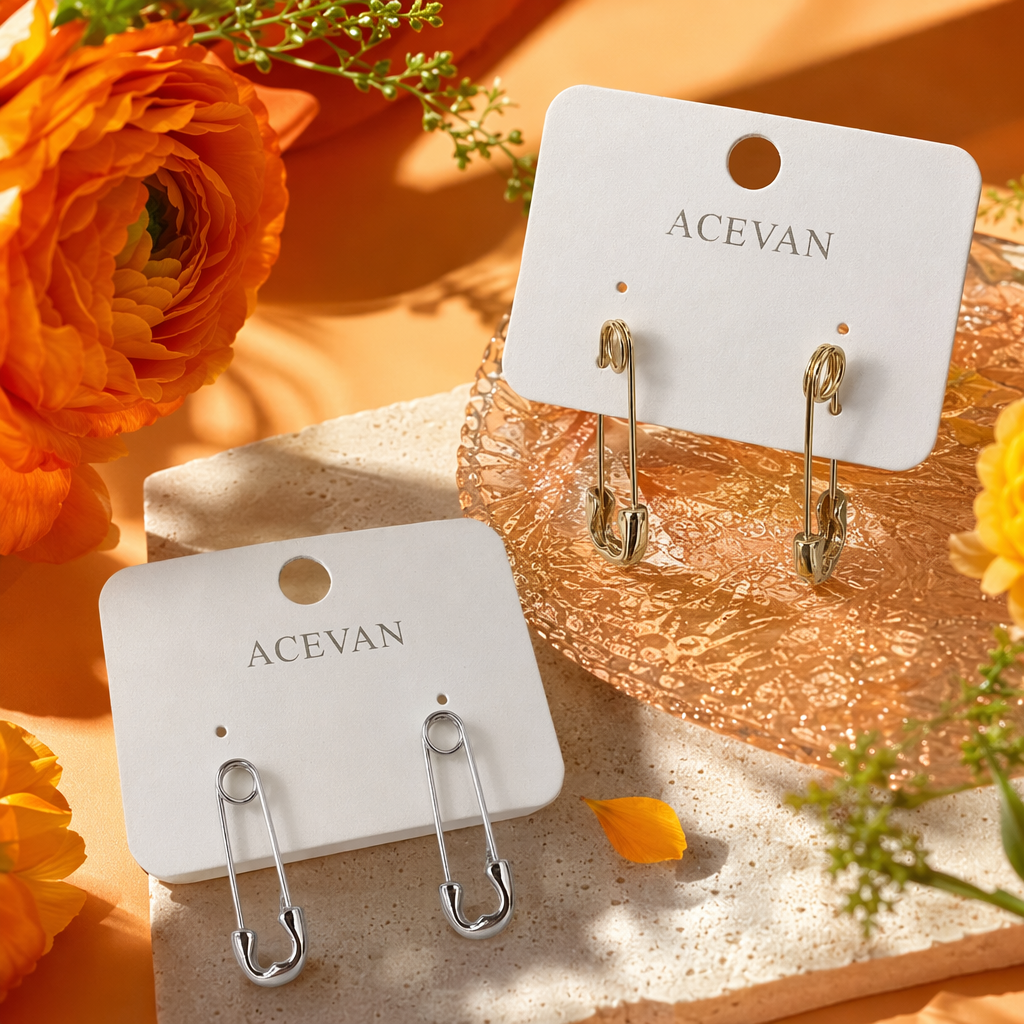 أقراط ذهبية الشكل مع بطاقات بيضاء Specification image