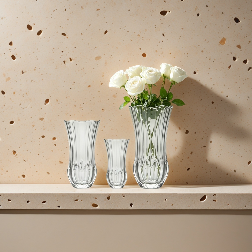 A transparent glass vase with a white rose bouquet for home decoration details Picture