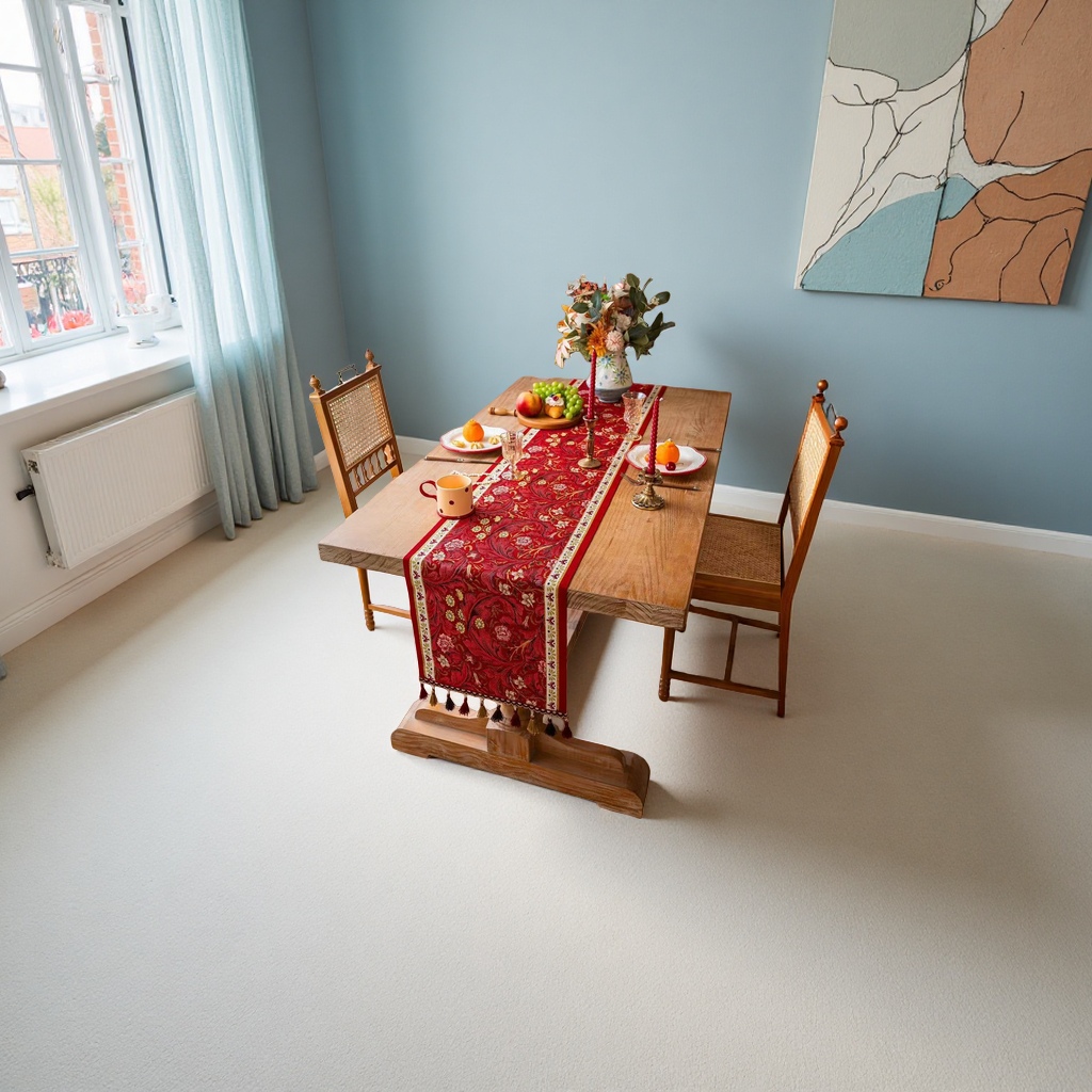 35*140cm red floral embroidered table flag, Nordic-style living room dining table decoration fabric home furnishings