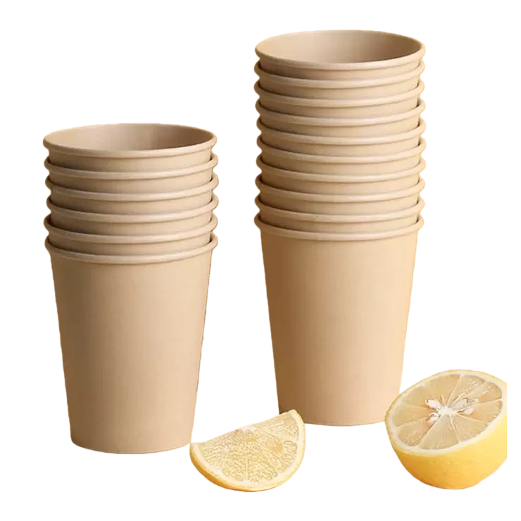 Tazas de papel desechables beige para el hogar oficina té de leche taza de café 200ml Item Picture