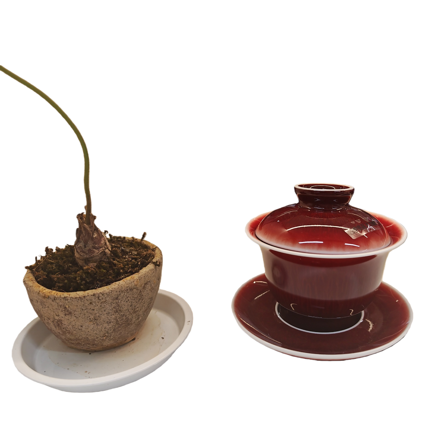 Red covered bowl tea set, ceramic Gongfu tea set with filter, portable travel tea set Item Picture