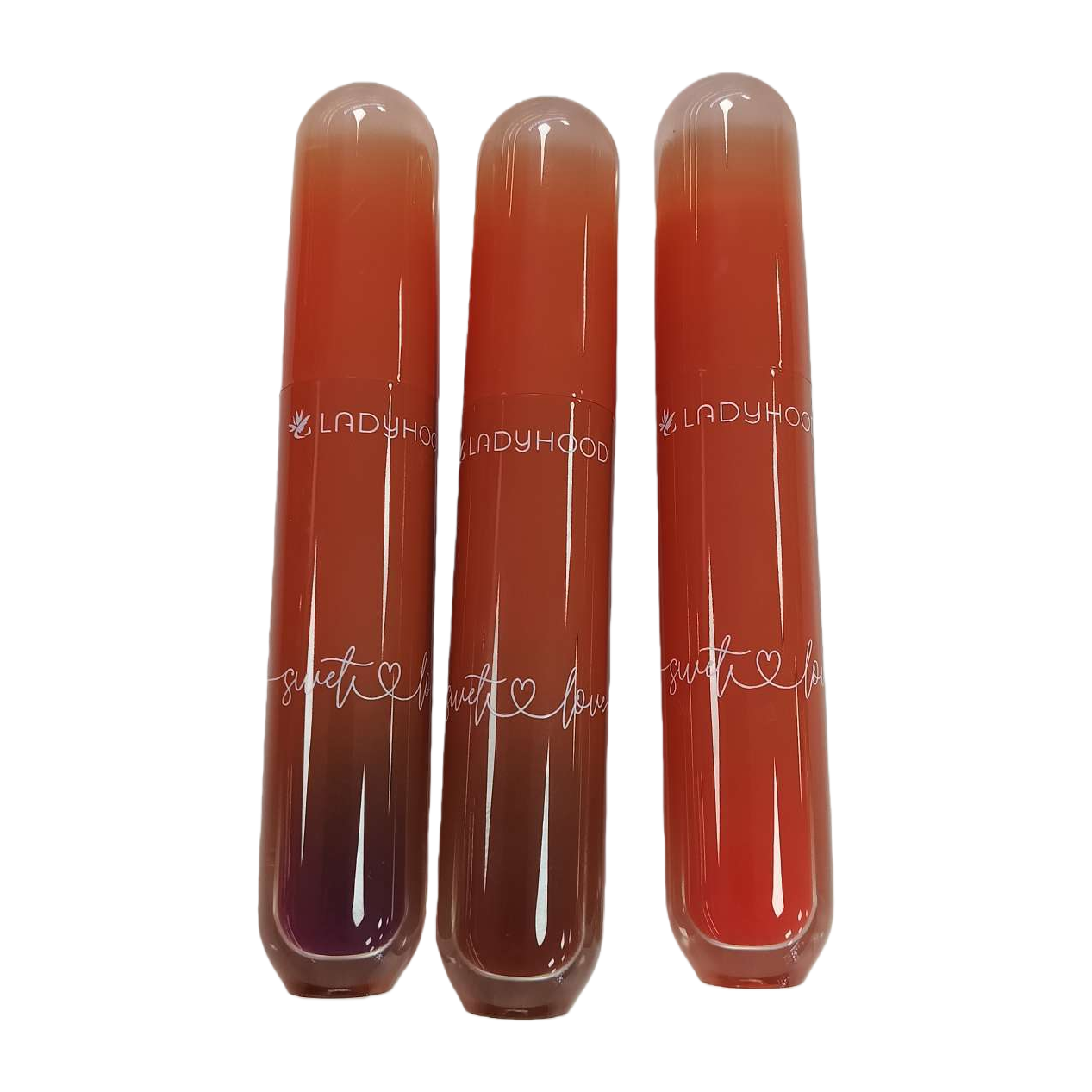 Orange gradient lip gloss in three-piece set, hydrating, color-developing, long-lasting, matte finish Item Picture