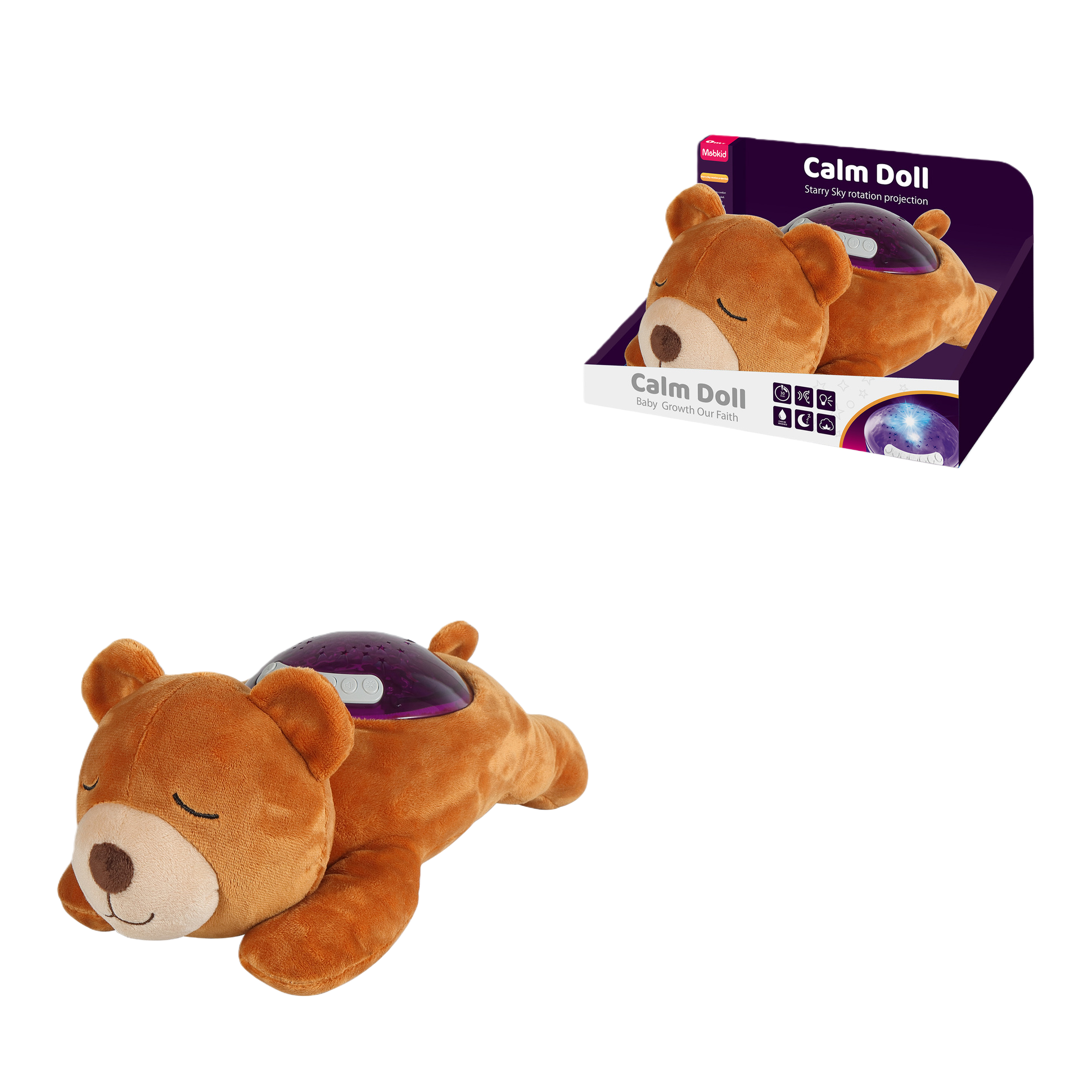 Baby plush Soothing Color Rotating Projection Light Music (Starry Sky Series Little Bear) Item Picture