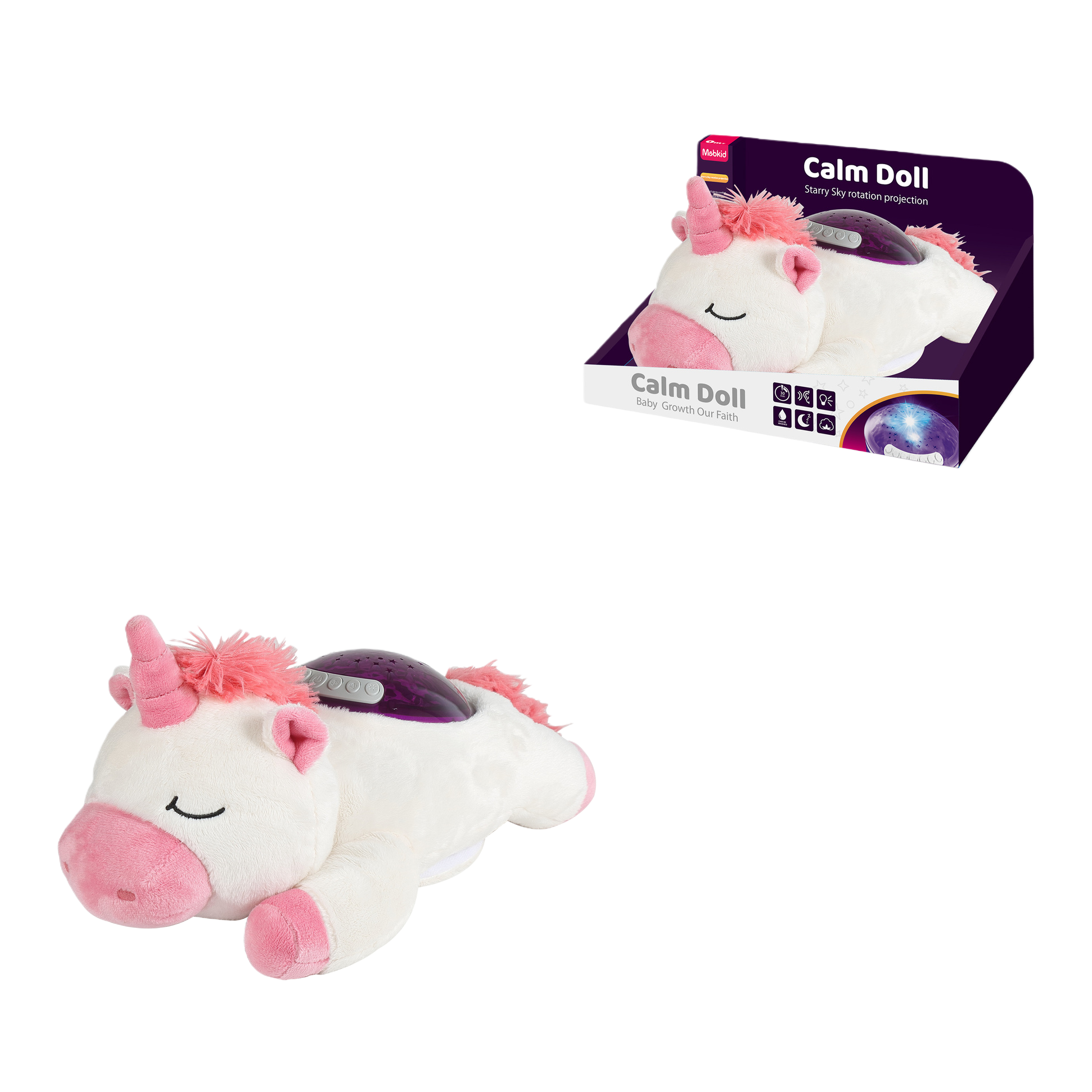 Baby plush Soothing Color Rotating Projection Light Music (Starry Sky Series Unicorn) Item Picture