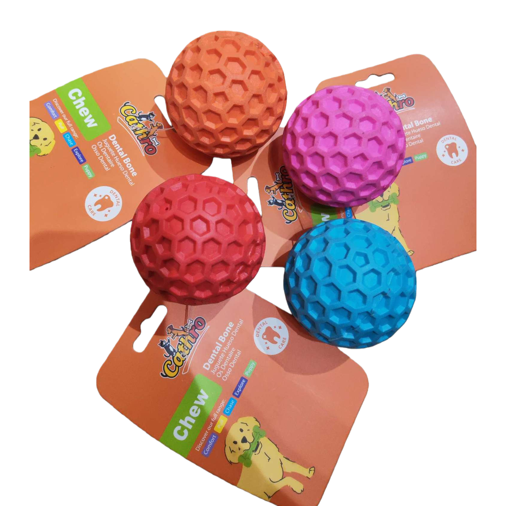 Colorful honeycomb-textured dog toy balls, pet bite resistant and elastic interactive balls Item Picture