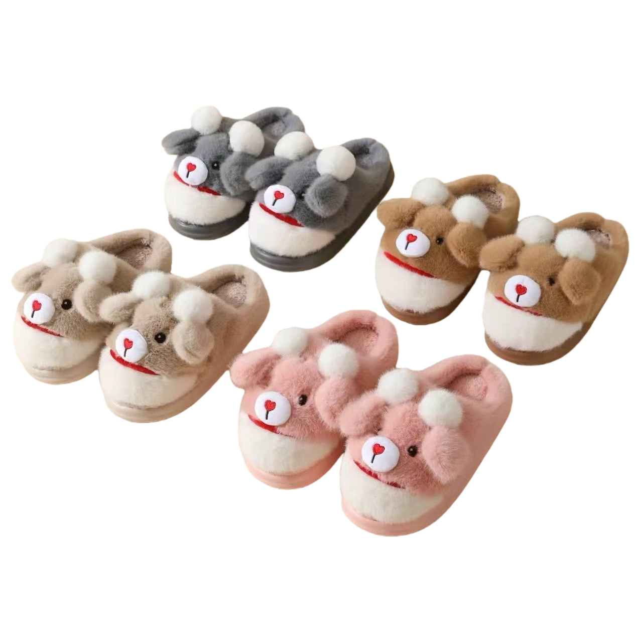Colorful plush cartoon slippers for women, warm and cute for home use, soft soles and anti-slip Item Picture