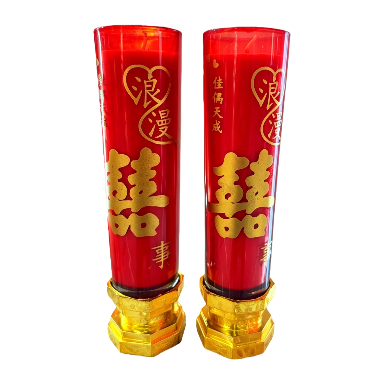 Red wedding candle, high-melting-point soy wax, handcrafted, double set for wedding ceremonies Item Picture
