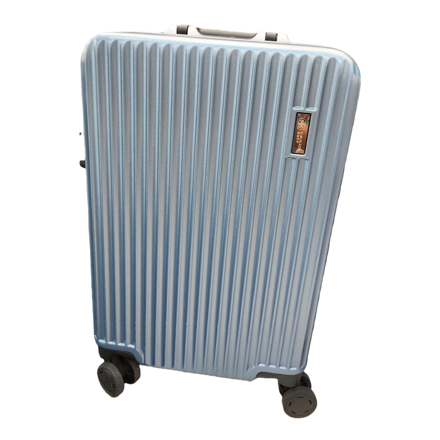 Blue striped lightweight swivel wheel suitcase, 20-inch carry-on case, wear-resistant and silent trolley case Item Picture