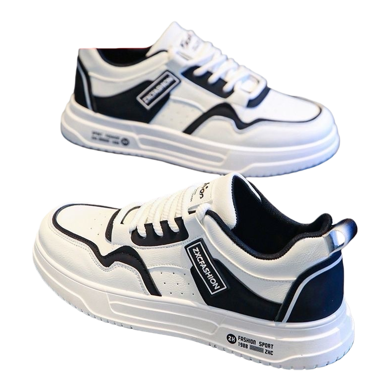 Blanco y negro patchwork calzado deportivo transpirable ligero para hombres y mujeres casual running zapatos Item Picture