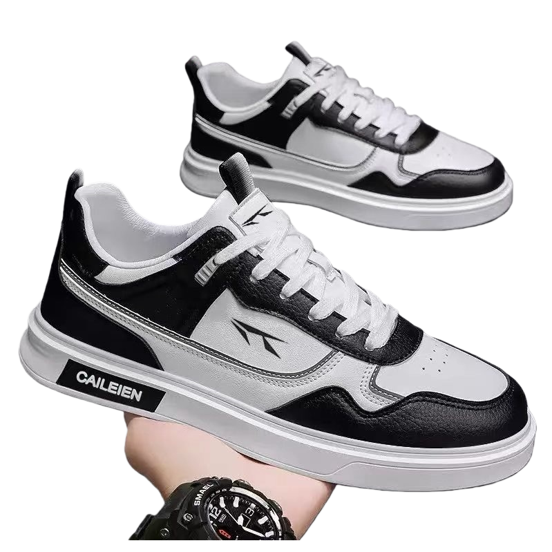 Blanco y negro patchwork zapatos casuales para hombres moda versátil ligero transpirable Item Picture