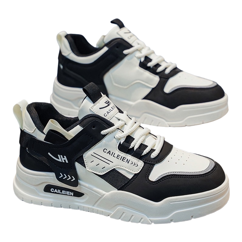 Blanco y negro patchwork zapatillas de deporte transpirable tela de malla amortiguador amortiguador amortiguador diario desplazador zapatos Item Picture