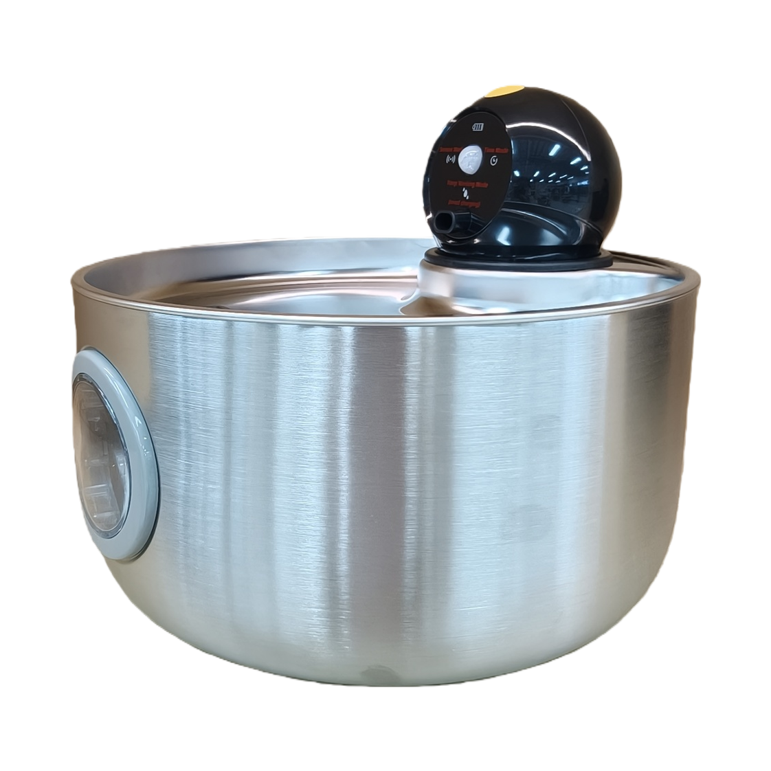 The silver stainless steel smart water dispenser for pets features silent circulation filtration and automatic water supply Item Picture