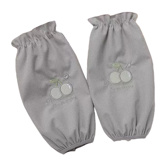 The grey cherry-patterned sleeve guards are fashionable and anti-slip, suitable for both home and office use Item Picture